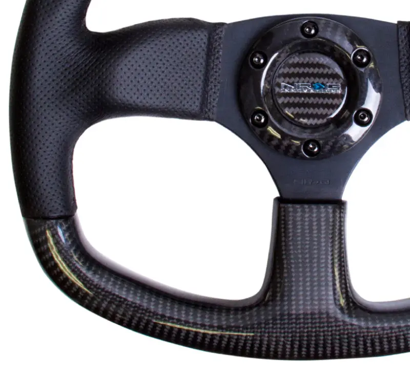 Nrg Carbon Fiber Flat-Bottom Steering Wheel – 320Mm With Leather Trim & Black Stitching 2