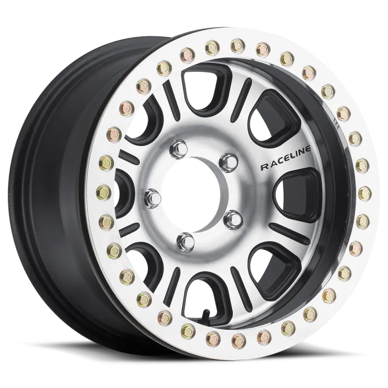 Raceline Rt232 Monster 17X8.5In/6X139.7 Bp/0Mm Offset/107.95Mm Bore - Blk & Machined Beadlock Wheel 1