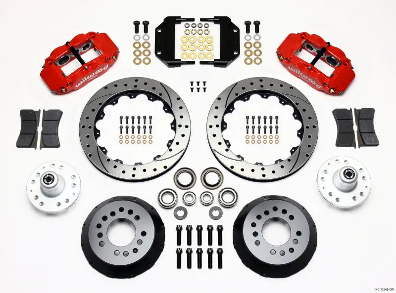 Wilwood Superlite 6R Front Hub Kit – 12.88″ Rotor Mount, Red Magnum Force Drop Spindle, Narrow Design 1